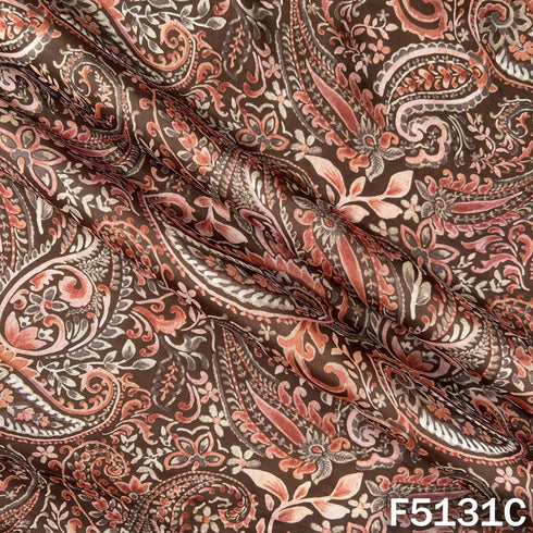 Digital Print Upada Silk Fabric - F5131